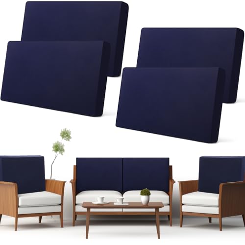 4 Pcs Stretch Cushion Covers (Navy Blue / Back Cover)
