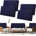 4 Pcs Stretch Cushion Covers (Navy Blue / Back Cover)