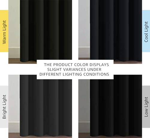 100% Blackout Curtains for Bedroom Black Out Curtains 96 inch Thermal Insulated Long Blackout Curtains for Living Room (52"W x 96"L (Pack of 1) / Jet Black)