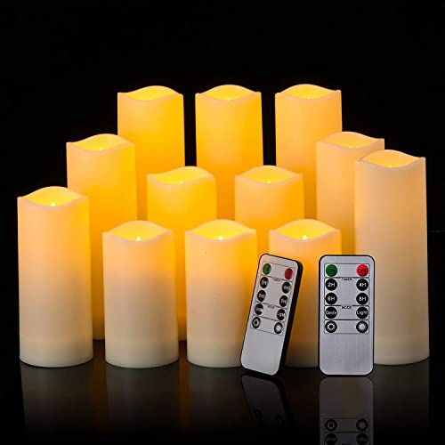 12 Pack Flameless Candles Battery Operated Waterproof Led Candles (12 Pack Ivory)