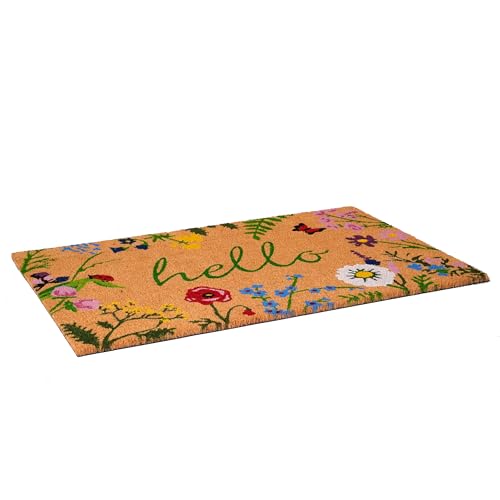 AZ105992436 Floral Hello Doormat (Hello / 2' x 3' (Rectangular))