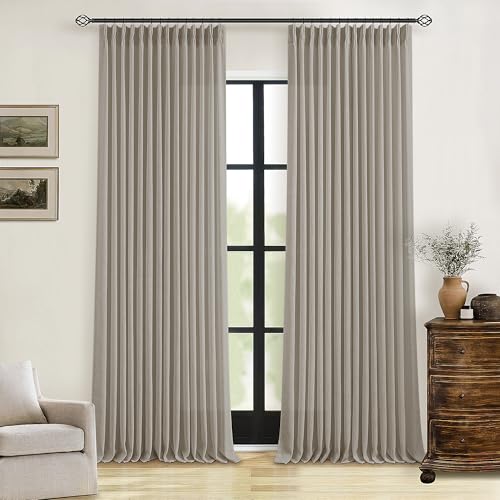 Burlywood Birch Linen Pinch Pleated Curtains 120 Inches Long (Burlywood Birch / 40"W x 120"L (Pack of 2))