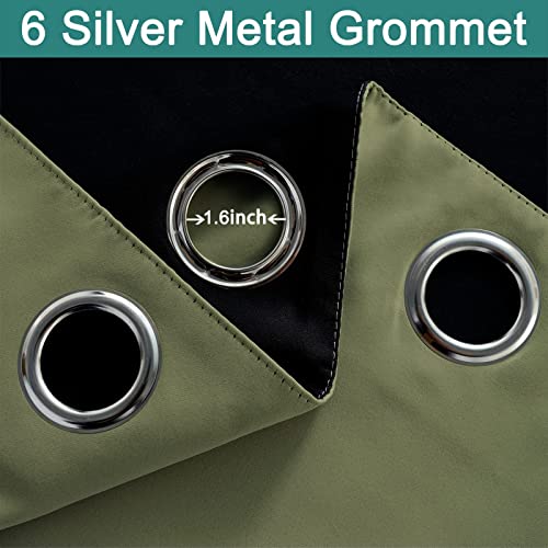Sage Blackout Curtains 84 Inches Long for Bedroom 42" Wide 2 Panel (42"W x 84"L (Pack of 2) / Sage Green)