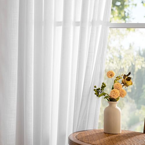 White Curtains for Bedroom Liivng Room 84 Inches Long 2 Panels Set (50"W x 84"L (Pack of 2) / Pure White)