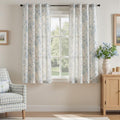 Blue Floral Linen Curtains 63 Long for Living Room 2 Panels (Blue / 38"W x 63"L (Pack of 2))