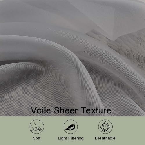 Sheer Grey Curtains 108 Inches Long for Living Room Bedroom 2 Panels Set (Grey / 59"W x 108"L (Pack of 2))