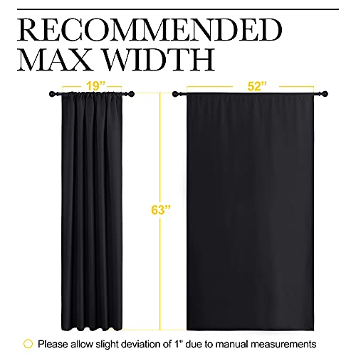 Black Blackout Curtains for Bedroom 52" Wide x 63" Long 2 Panels (Black / 52"W x 63"L (Pack of 2))