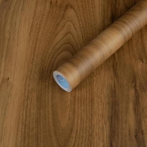 Wood Grain Contact Paper Peel and Stick Walnut Wallpaper Thicken Vintage (Light Brown / 23.6" x 197")