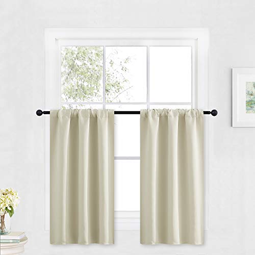 Cafe Curtains 30 inch Length (Beige / 29"W x 30"L (Pack of 2))
