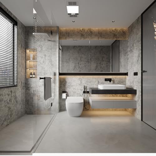 Extra Wide Large Size Grey Concrete Wallpaper Peel and Stick Industrial Cement Wall Paper Matte Light Brown Beige 48"×118" Concrete Contact Paper for Countertops Wall Covering for Bedroom Bathroom (Gray / 48" x 118")