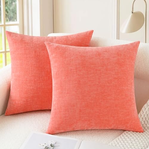 Decorative Couch Throw Pillow Covers 16 X 16 Inches Living Coral (16" x 16" (Pack of 2) / Living Coral)
