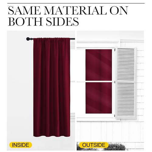 Wine Red Blackout Curtains 63 inches Long for Living Room (Wine Red / 42"W x 63"L (Pack of 2))