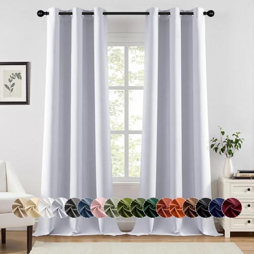 Blackout Curtains for Bedroom 2 Panels 40x90 Inch Long Greyish White (Greyish White / 40"W x 90"L (Pack of 2))