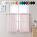 Sheer Curtains 36 inch Length 2 Panels (Blush Pink / 42"W x 36"L (Pack of 2))
