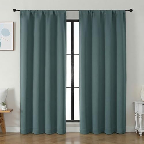 Ava Dark Green Blackout Curtains for Livingroom 84 Inch Length (Dark Green / 50"W x 84"L (Pack of 2))