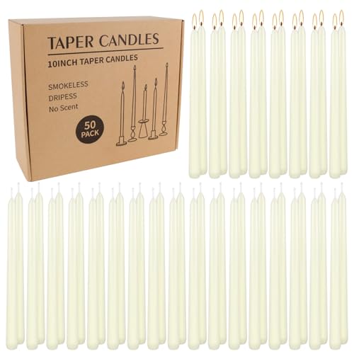 50 Pack Ivory Taper Candles (50 Ivory)