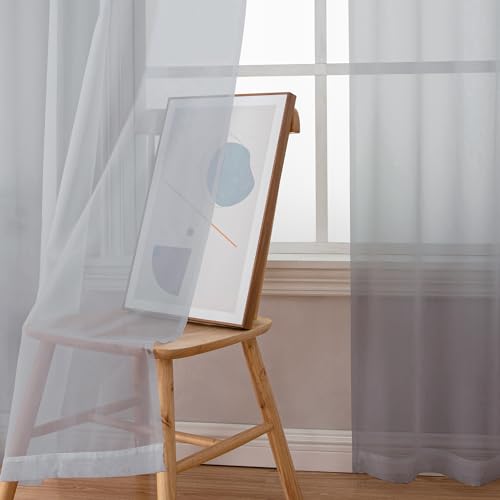 Light Grey Sheer Curtains 90 Inches Long 2 Panels (Light Grey / 42"W x 90"L (Pack of 2))