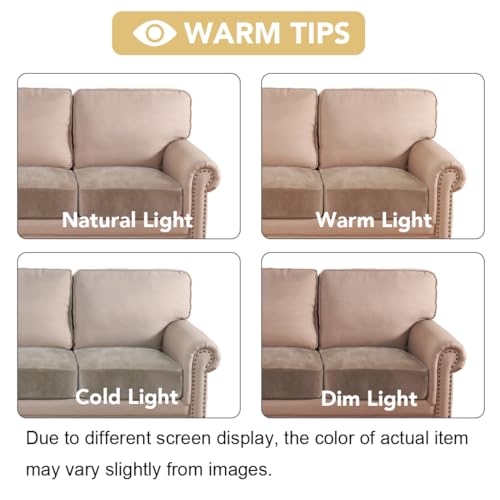 Velvet Stretch Couch Cushion Cover Plush Cushion Slipcover for Chair Loveseat Sofa Cushion Furniture Protector Seat Cushion Sofa Cover (Taupe / 2 Cushion Sofa)