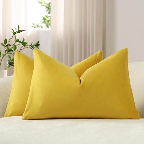Lumbar Pillow Covers 12x20 Yellow (Freesia / 20" x 12" (Pack of 2))