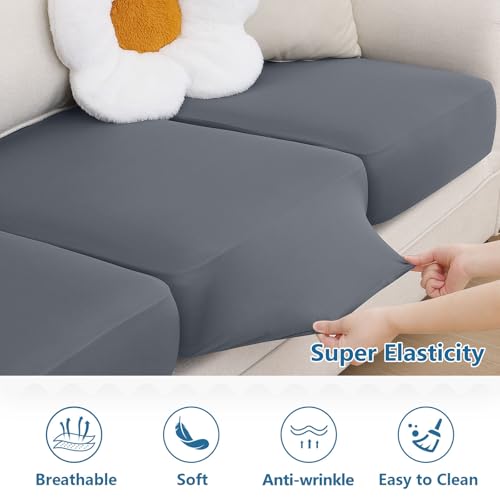 Milk Silk Couch Cushion Covers (Dark Grey / Seat Cover 2 Pack)