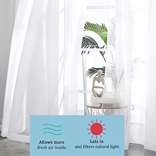 Sheer White Curtains 144 inch Extra Long (White / 42"W x 144"L (Pack of 2))