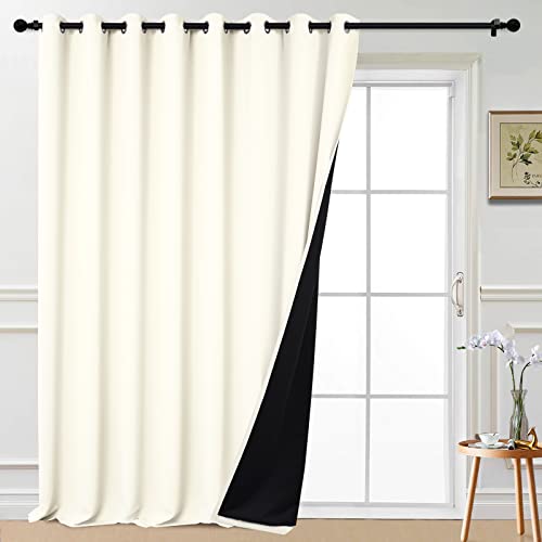 Cream 100% Blackout Patio Door Curtain Panels W100 x L108 (100"W x 108"L (Pack of 1) / Cream)