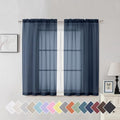 Navy Blue Sheer Window Curtain Panels 54 Inch (40"W x 54"L (Pack of 2) / Navy Blue)