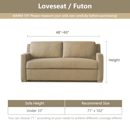 Couch Covers for 2 Cushion Couch Sectional Sofa (71" x 102" / 9# Lines White)