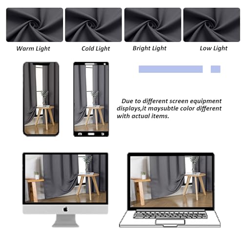 Grey Blackout Curtains for Bedroom 102 Inches Long 2 Panels (Grey / 50"W x 102"L (Pack of 2))
