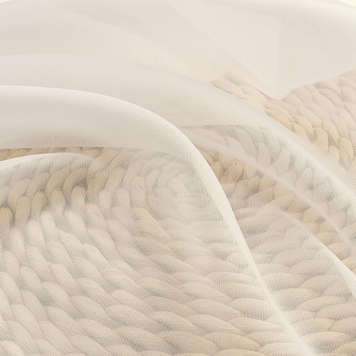 2 Panels Cream Sheer Curtains 54 Inches Length Window Treatment for Kitchen (Cream / 42"W x 45"L (Pack of 2))