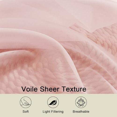 Blush Sheer Curtains for Bedroom Living Room 45 Inch Length 2 Panels (Blush / 42"W x 45"L (Pack of 2))