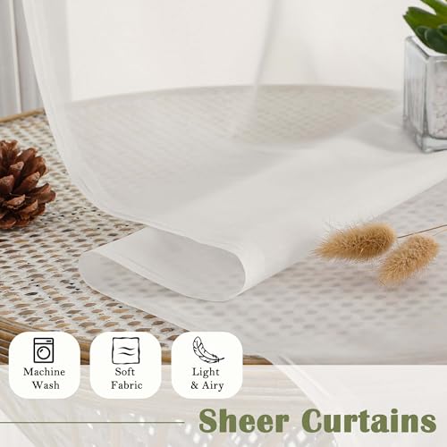 Ivory Sheer Curtains 102 Inches Long 2 Pcs (Ivory / 59"W x 102"L (Pack of 2))