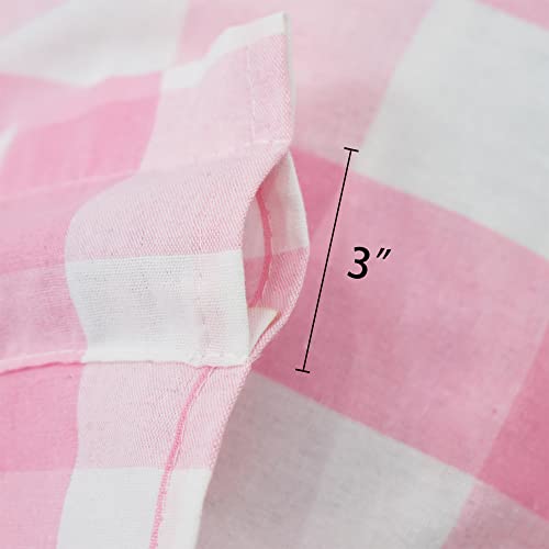 Buffalo Check Window Curtains 80 inches Long Living Room Bedroom Drapes Cotton Plaid Gingham Farmhouse Rustic Decor Curtains 2 Panels Rod Pocket Kitchen Basement Curtain Panels Pink White 52"x80" (52"W x 80"L (Pack of 2) / Pink+white)
