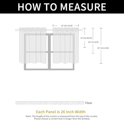 Basic Rod Pocket Sheer Voile Window Curtain Panels Foliage Green 1 Pair 2 Panels 26 Width 30 Inch Long for Kitchen Bedroom Children Living Room Yard（Foliage Green (Foliage Green / 26"W x 30"L (Pack of 2))