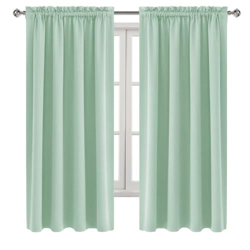 Blackout Curtains for Bedroom Living Room 52 x 63 Inch Long 2 Panels (Light Green / 52"W x 63"L (Pack of 2))
