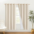 100% Absolutely Blackout Linen Curtains with Thermal Insulated White Liner (52"W x 72"L (Pack of 2) / Beige)