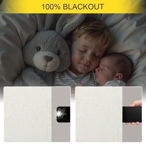 Blackout Window Curtains 2 Panel Set for Bedroom Boho Ivory Cream Linen Back Tab Thermal Keep Out Cold Weather Light Blocking Block Out Room Darkening Living Room Curtain 42 x 84 Inches Long Off White (Natural / 42"W x 84"L (Pack of 2))