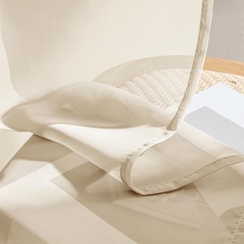 Butter Cream Sheer Curtains 102 Inches Long 4 Panels 42 x 102 Inches (42"W x 102"L (Pack of 4) / Butter Cream)