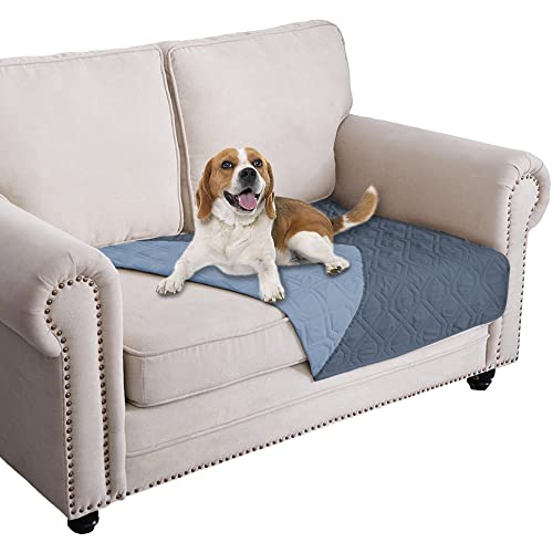 Waterproof Dog Bed Cover Pet Blanket for Furniture Bed Couch Sofa Reversible (30x53 Inch (Pack of 1) / Navyblue+stoneblue)