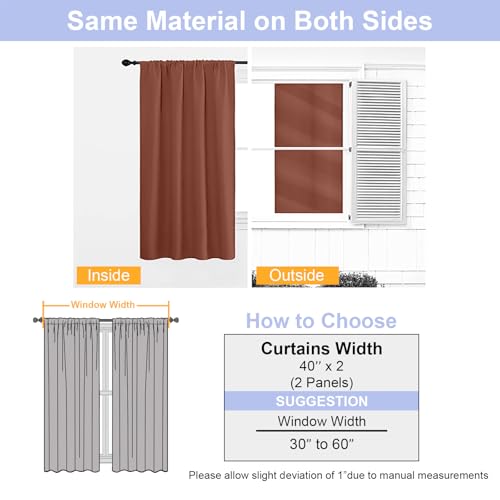 Ava Terracotta Blackout Curtains for Bedroom 84 Inch Length 2 Panels Set (Terracotta / 40"W x 84"L (Pack of 2))