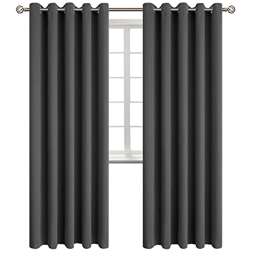 Dark Grey Blackout Curtains for Living Room 84 Inch Long (Dark Grey / 70"W x 84"L (Pack of 2))