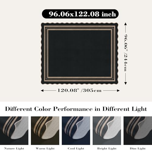 Scalloped Easy Jute Outdoor 8x10 Area Rug (8'x10' (Rectangular) / Black Geometric)