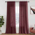 Burgundy Linen Curtains Semi Sheer 96 Inches Long 2 Panels Set for Living Room Back Tab Rod Pocket Light Filtering Drape for Bedroom Modern Farmhouse Coastal Decor Protect Privacy 52x96 (52"W x 96"L (Pack of 2) / Burgundy)