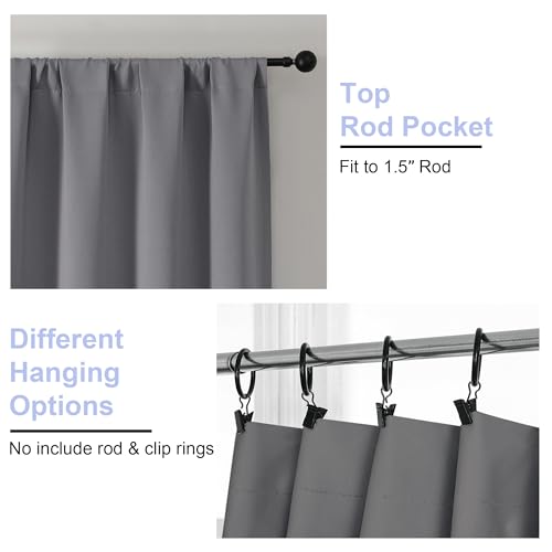 Ava Light Grey Blackout Curtains for Bedroom 90 Inches Long 2 Panels Set (Light Grey / 40"W x 90"L (Pack of 2))