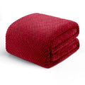Soft Waffle Fleece Bed Blanket Queen Size (Deep Red / 90x90 in)
