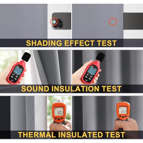 100% Blackout Curtains W100xL84 inch Black Sliding Door Drapes (Grey / 100"W x 84"L (Pack of 1))
