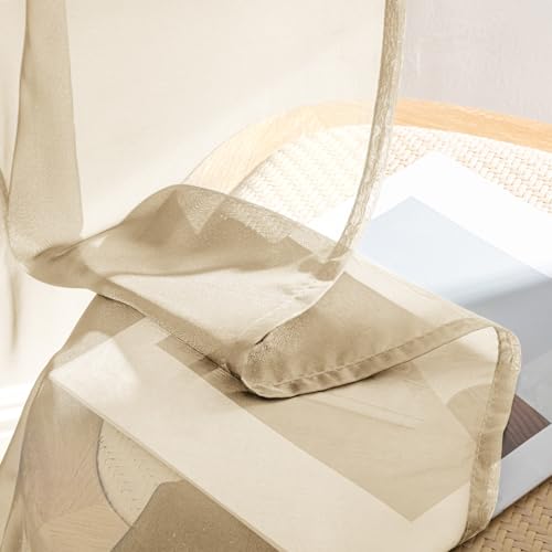 Cream Sheer Curtains 63 Inches Long 4 Panels 42 x 63 Inches (42"W x 63"L (Pack of 4) / Cream)