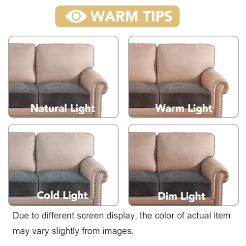 Velvet Stretch Couch Cushion Cover Plush Cushion Slipcover for Chair Loveseat Sofa Cushion Furniture Protector Seat Cushion Sofa Cover (Grey / 3 Cushion Sofa)