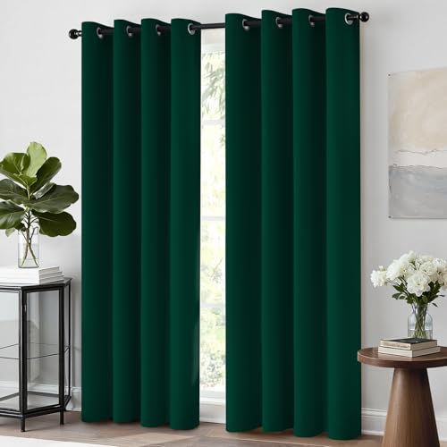 Room Darkening Curtains 52x63 inch Length Dark Green (Dark Green / 52"W x 63"L (Pack of 2))