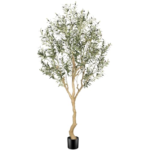 Faux Olive Tree 7ft with UV Resistant for Indoor Outdoor Decor (7ft)